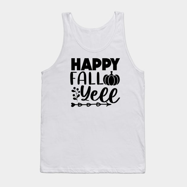 Happy Fall Yall Simple Lettering Tank Top by FashionDesignz